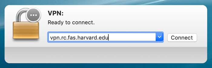 Cisco AnyConnect prompt for server name: vpn.rc.fas.harvard.edu